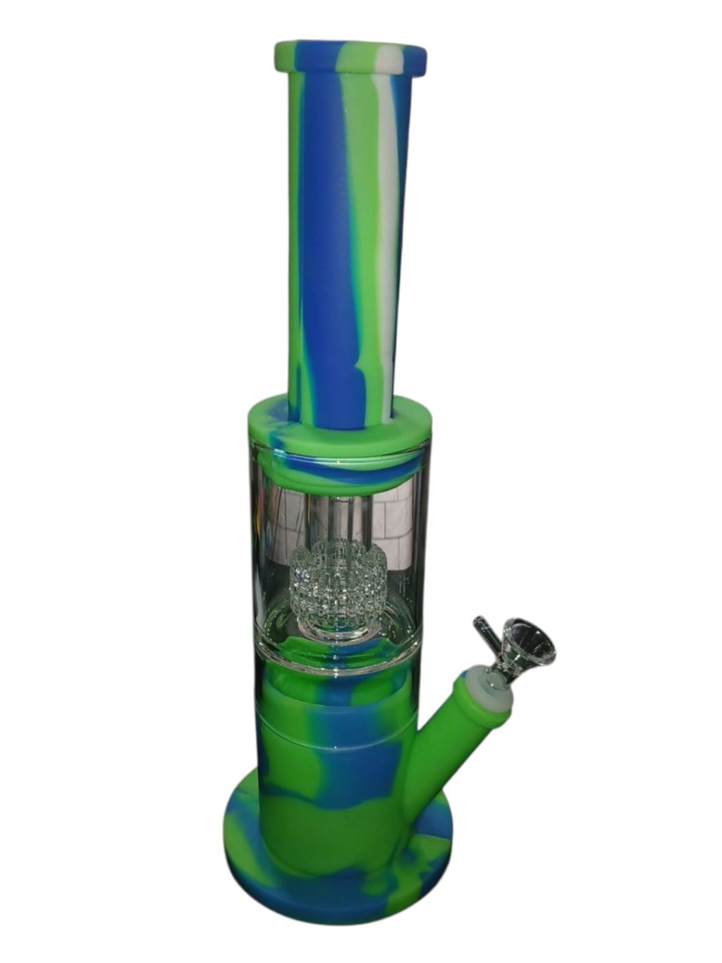 Bong De Silicone Perculator Vidro 34cm