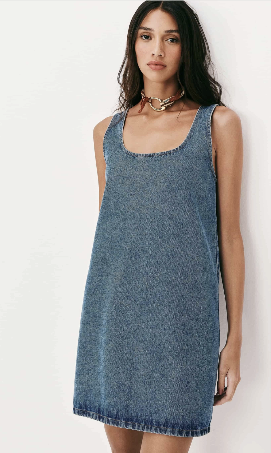Vestido Curto Reto em Jeans - Azul