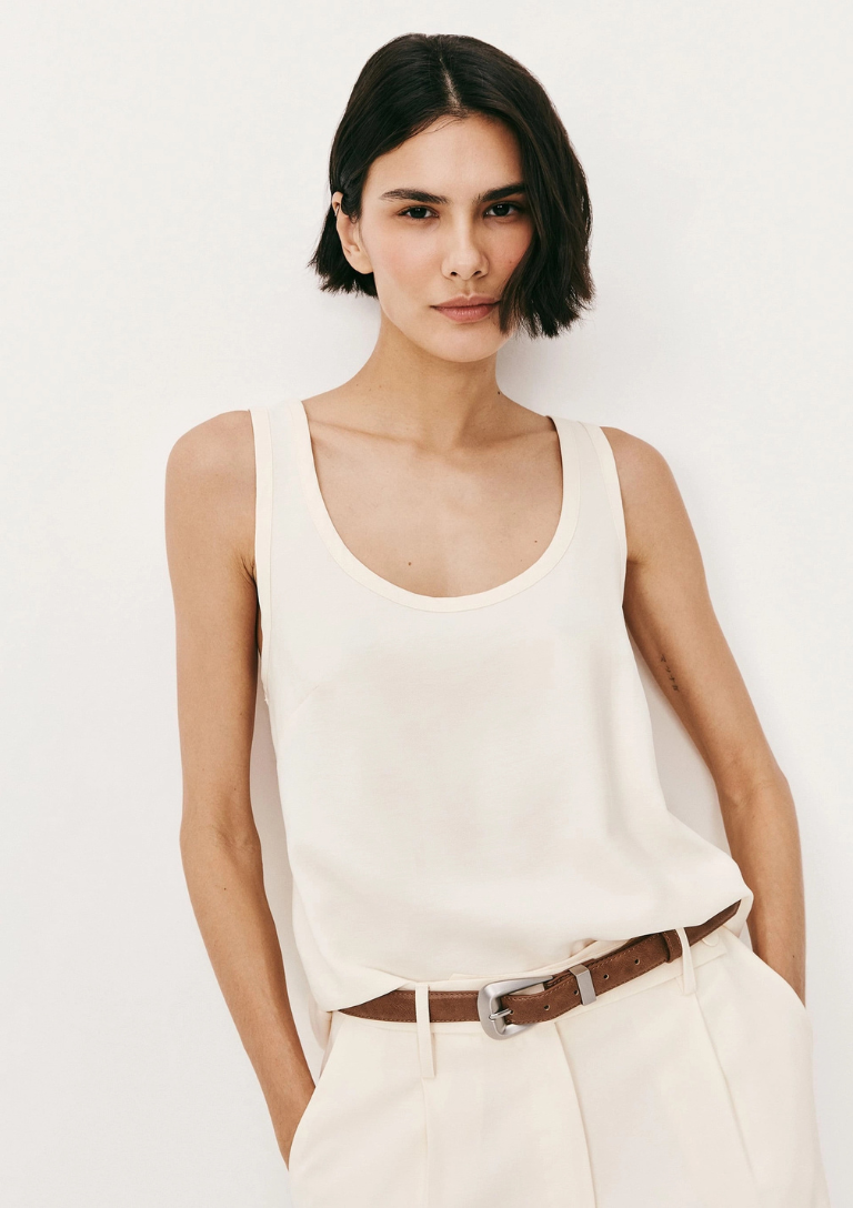 Regata Feminina Decote U Em Peach Touch 