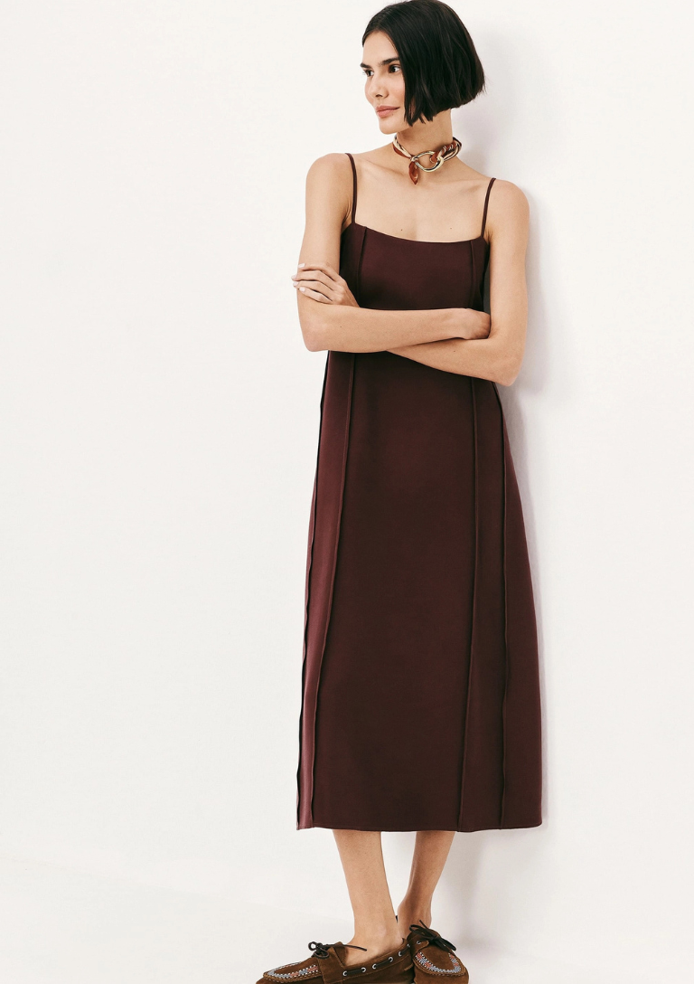 Vestido Midi Em Peach Touch Com Recortes