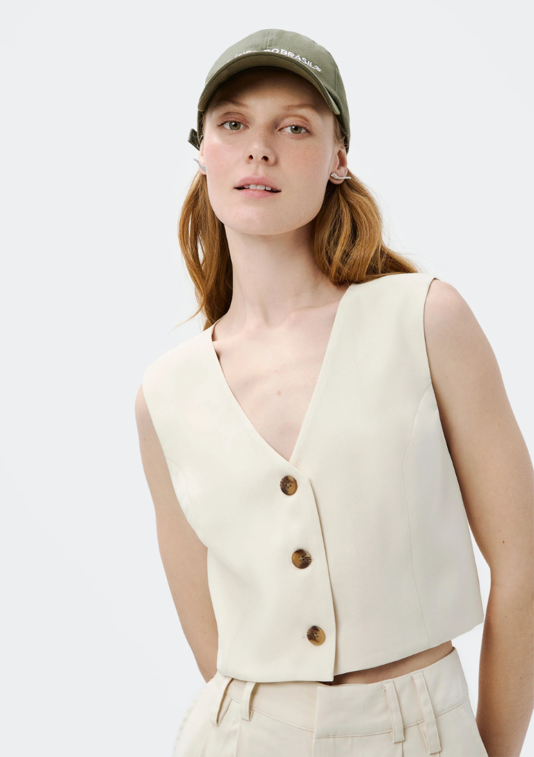 Colete Feminino Cropped Em Viscose