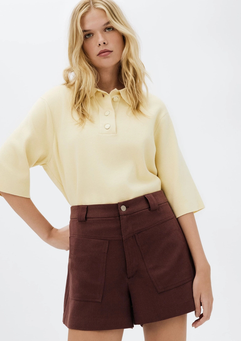 Shorts Feminino Cintura Média Em Viscolinho