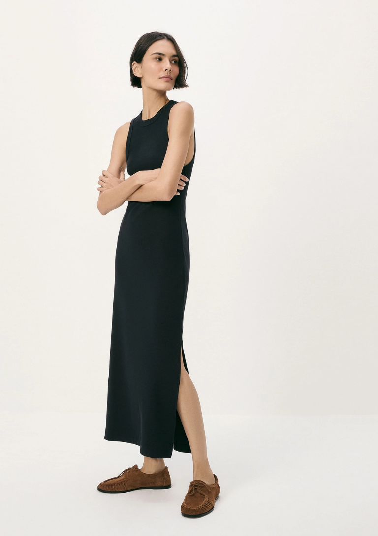 Vestido Midi Em Ribana Canelada