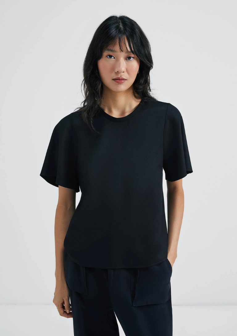 Blusa Feminina Manga Evasê Em Viscose Creponada