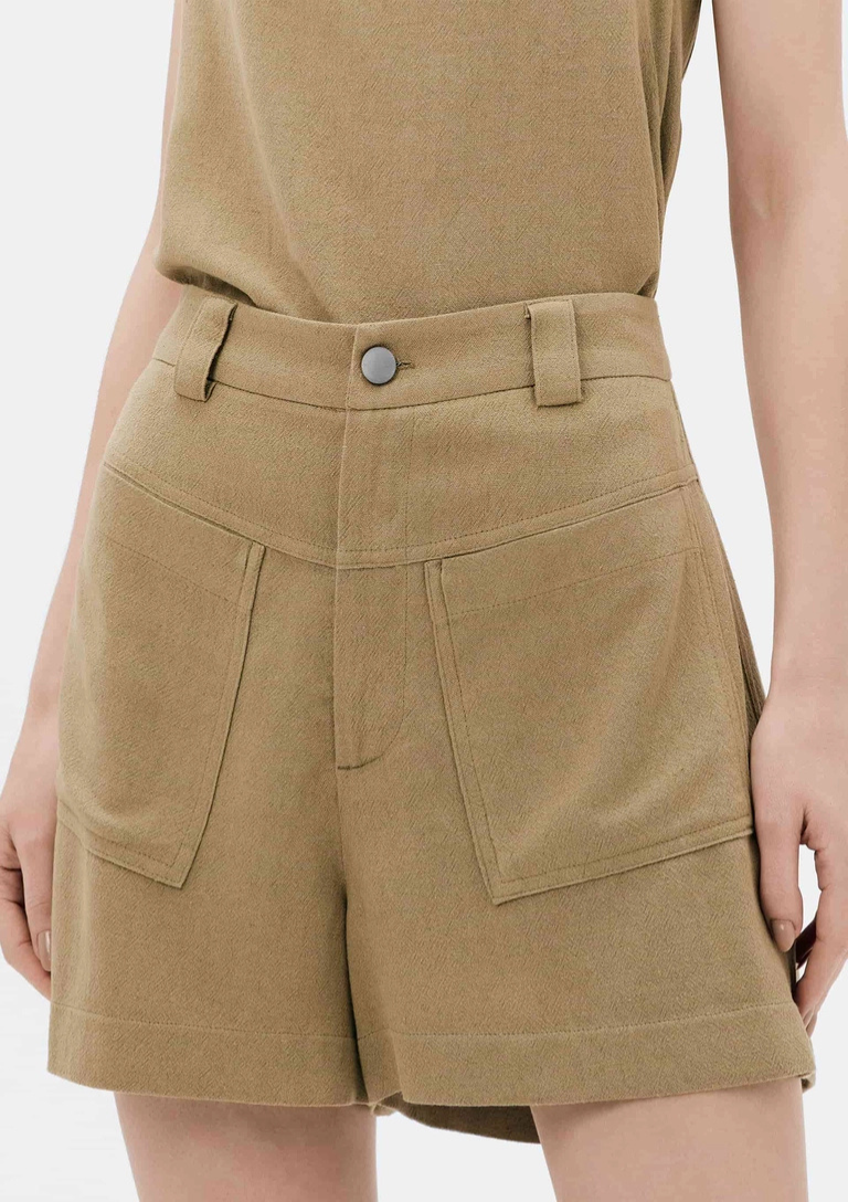 Shorts Feminino Cintura Média Em Viscolinho