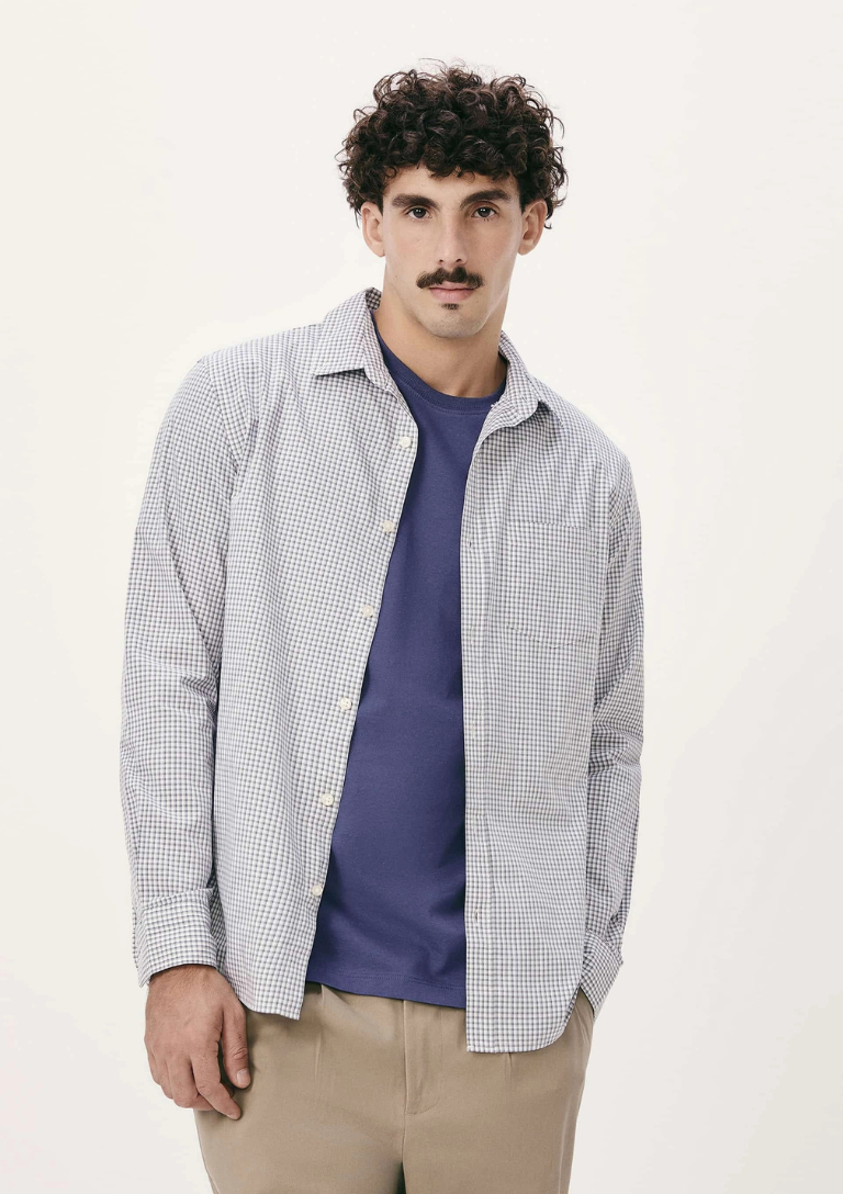 Camisa Básica Masculina Manga Longa Slim Xadrez