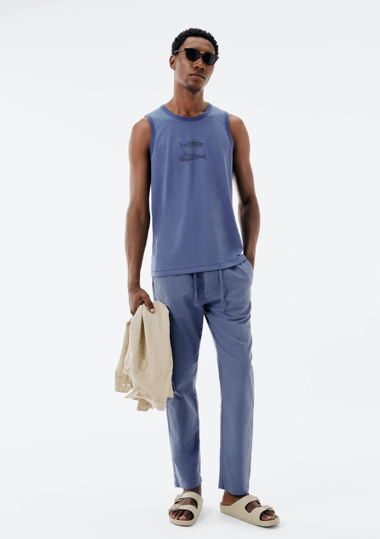 Calça Masculina Reta Com Linho