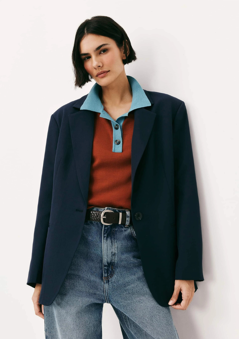 Blazer Feminino Regular Em Crepe