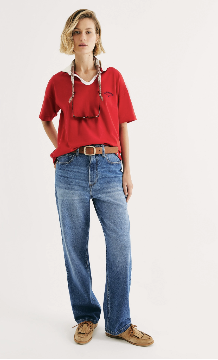 Calça Jeans Feminina Reta Cintura Alta - Azul