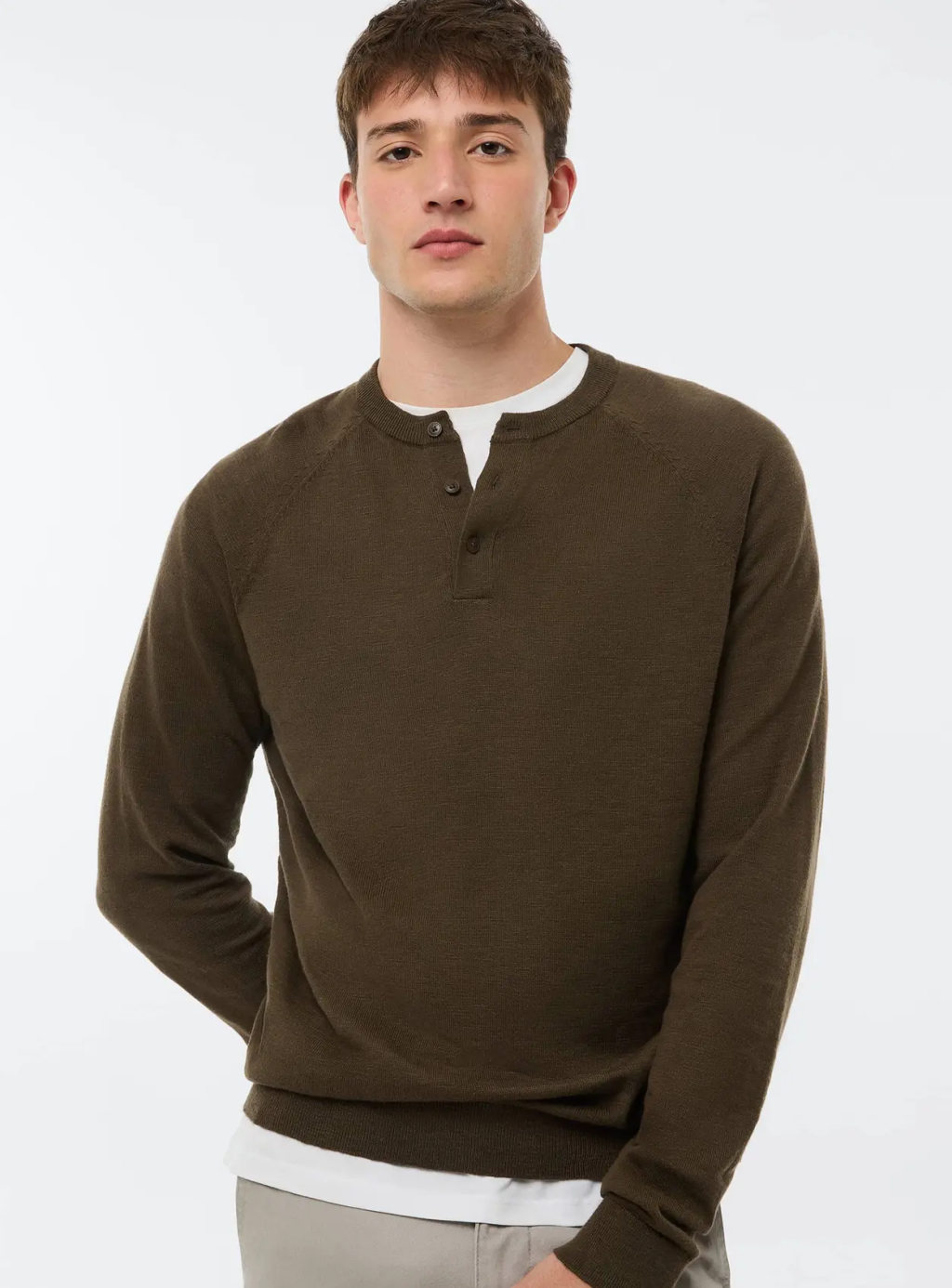 Camisa Masculina Henley Em Tricô 