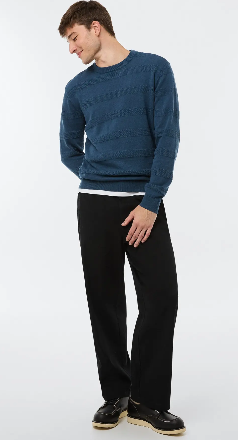 Blusa Masculina Em Tricô Texturizado - Azul