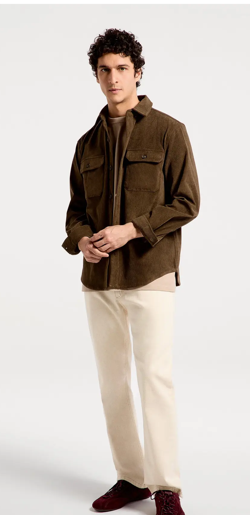 Camisa Overshirt Masculina Manga Longa Em Veludo Cotelê 
