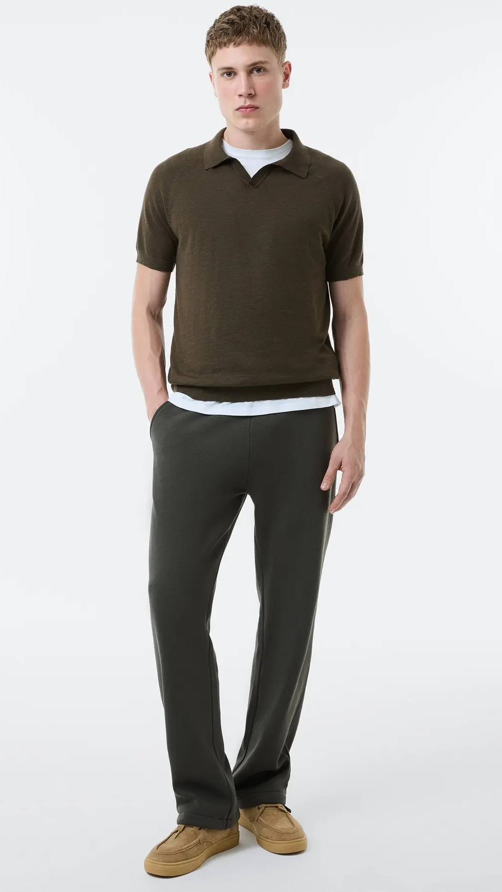 Calça Masculina Reta Em Moletom Fleece - Verde