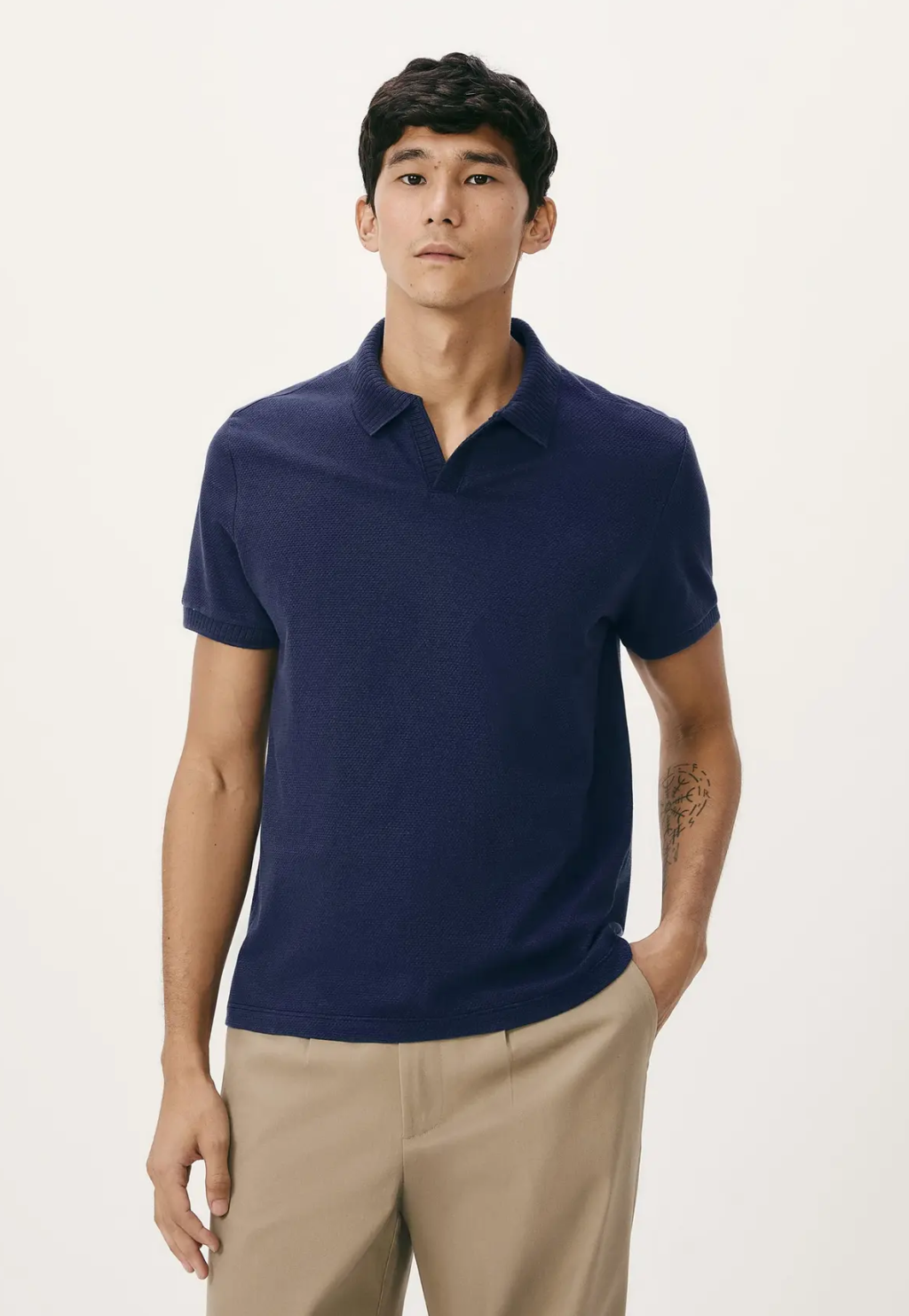 Camisa Polo Masculina Manga Curta Texturizada 