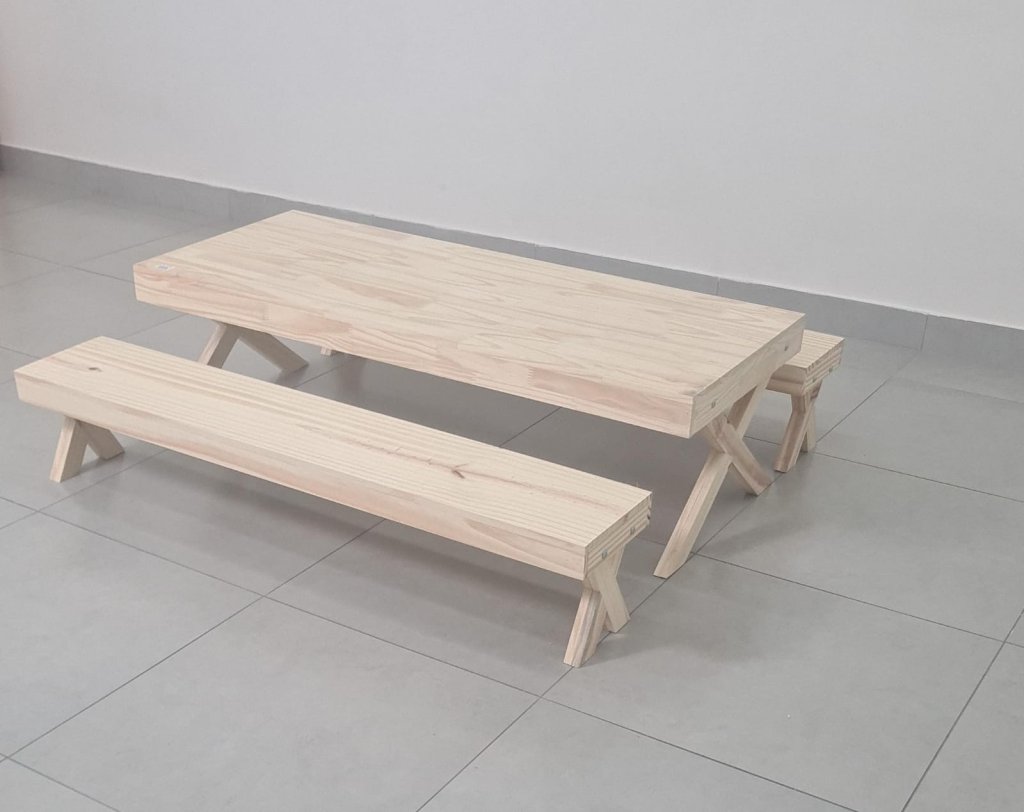Mesa piquenique 1,20 + dupla de bancos 