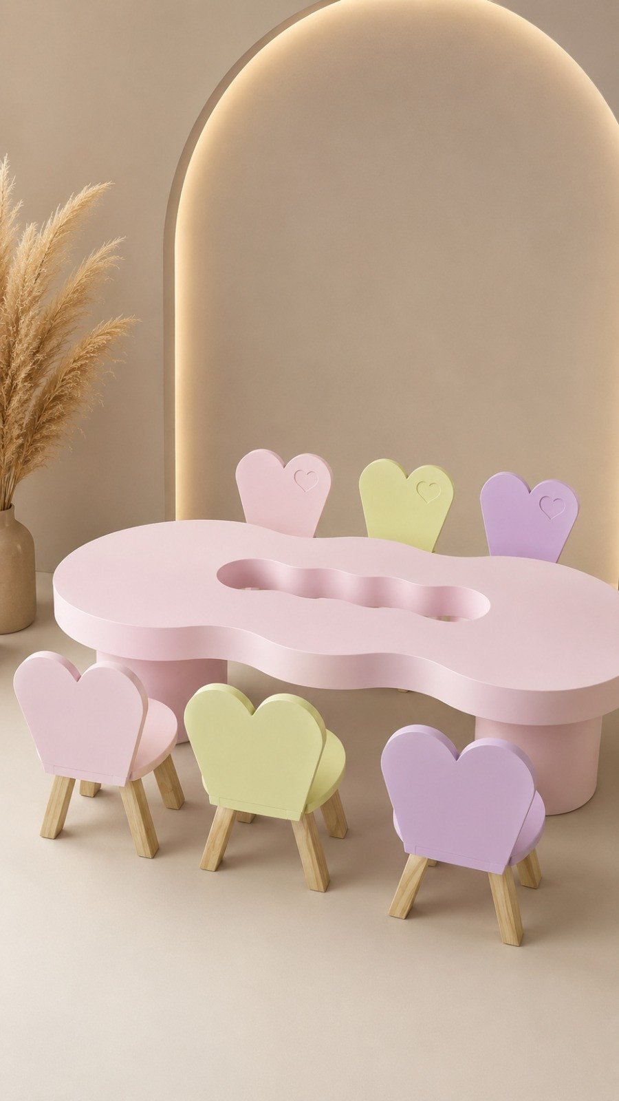 Mesa Infantil Temática Cadeiras coração