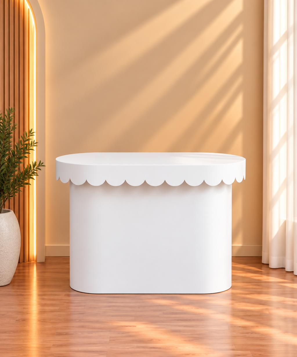 Mesa Babado Doce Oval Pintado