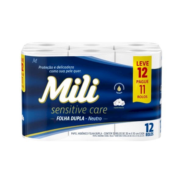 PAPEL HIGIÊNICO FOLHA DUPLA MILI 12 ROLOS