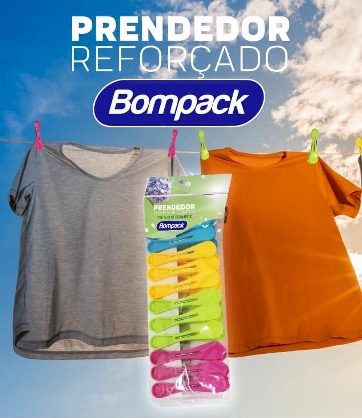 PRENDEDOR DE PLÁSTICO REFORÇADO BOMPACK C/12UNIDADES  