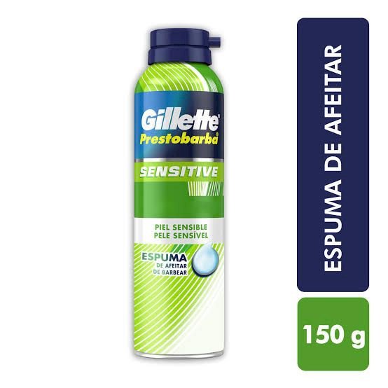 ESPUMA DE AFEITAR DE BARBEAR - GILLETTE PRESTOBARBA SENSITIVE 150G 