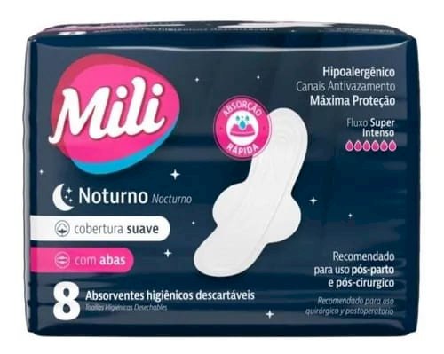 ABSORVENTE NOTURNO MILI  COM 8UN 