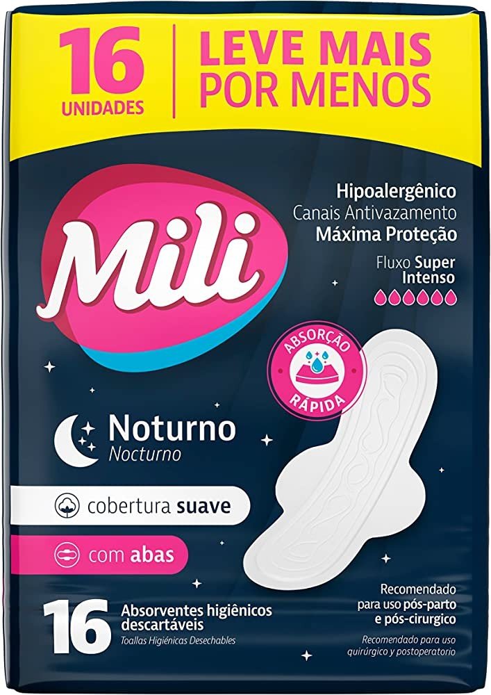 ABSORVENTE NOTURNO 16UNI COM ABAS MILI 