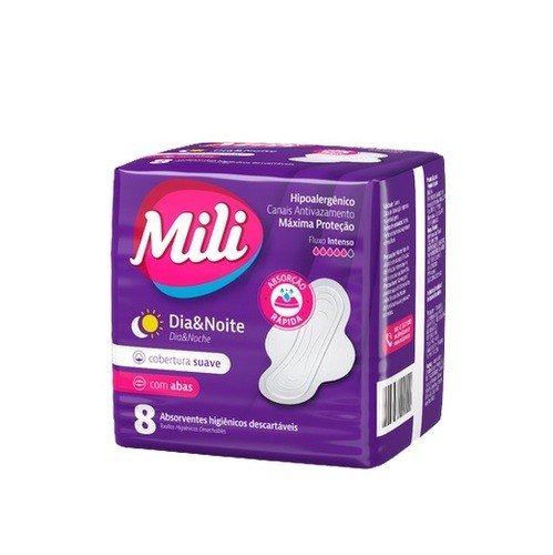 ABSORVENTE MILI DIA/NOITE COM ABAS 8UNI  COD 12