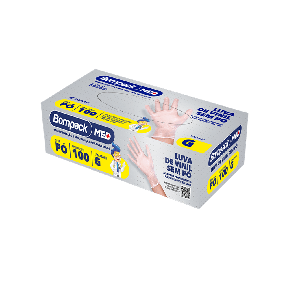 Luva vinil bompack c/100 M 