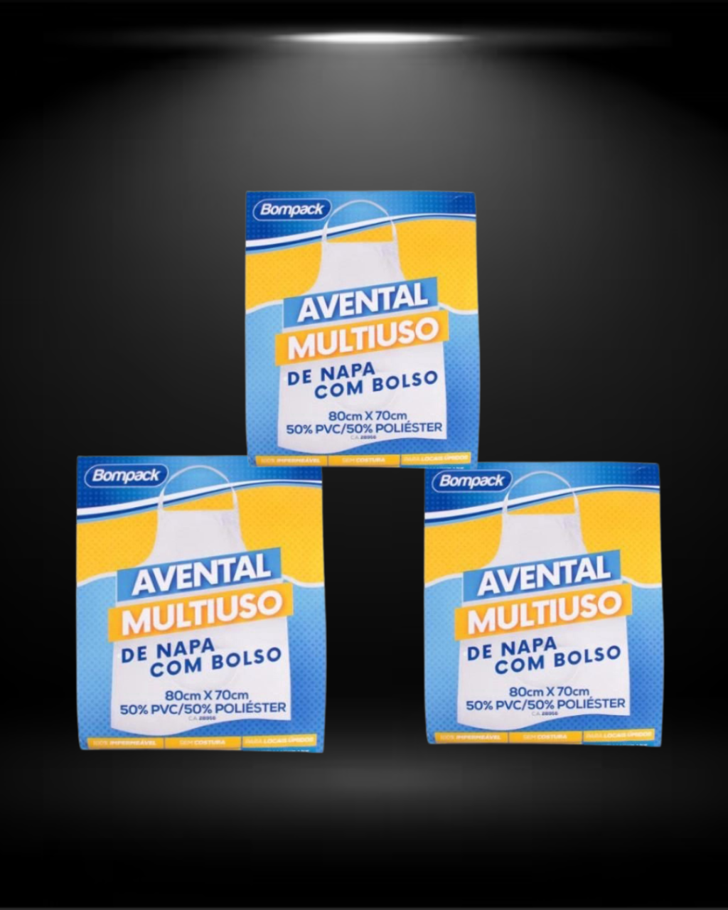 AVENTAL MULTIUSO DE NAPA COM BOLSO - BRANCO - BOMPACK