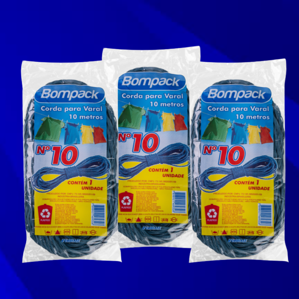 CORDA DE VARAL 10METROS BOMPACK 