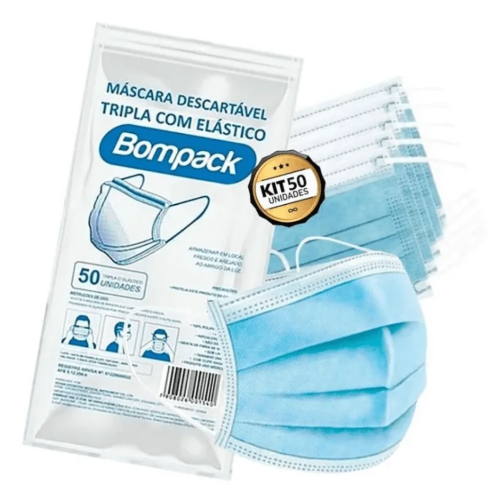 Máscara Descartável Tripla Com Elástico