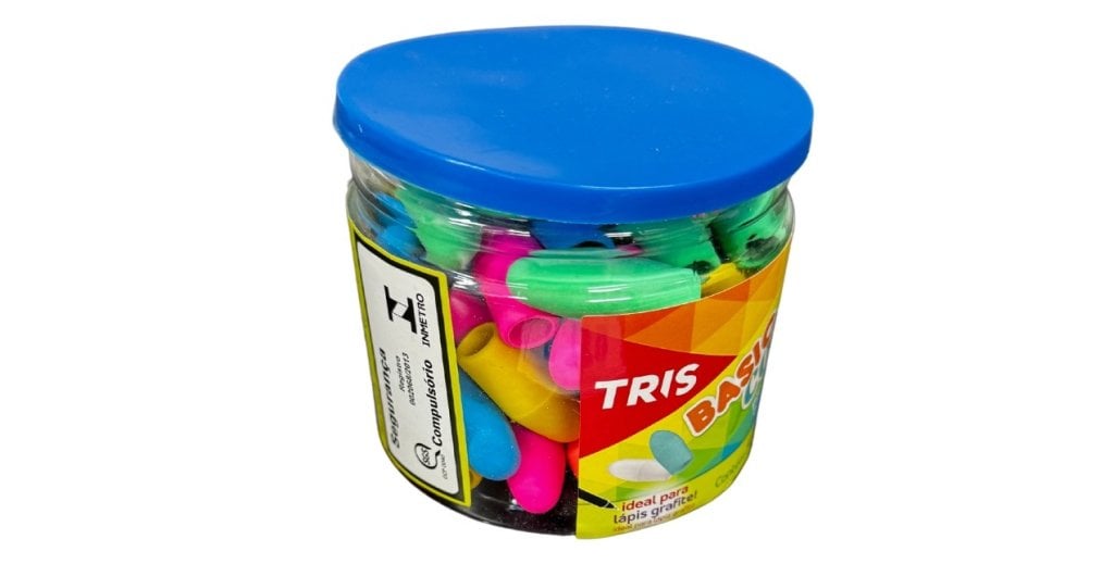 Ponteira Borracha Tris Basic Color Pote Pvc C/50pc