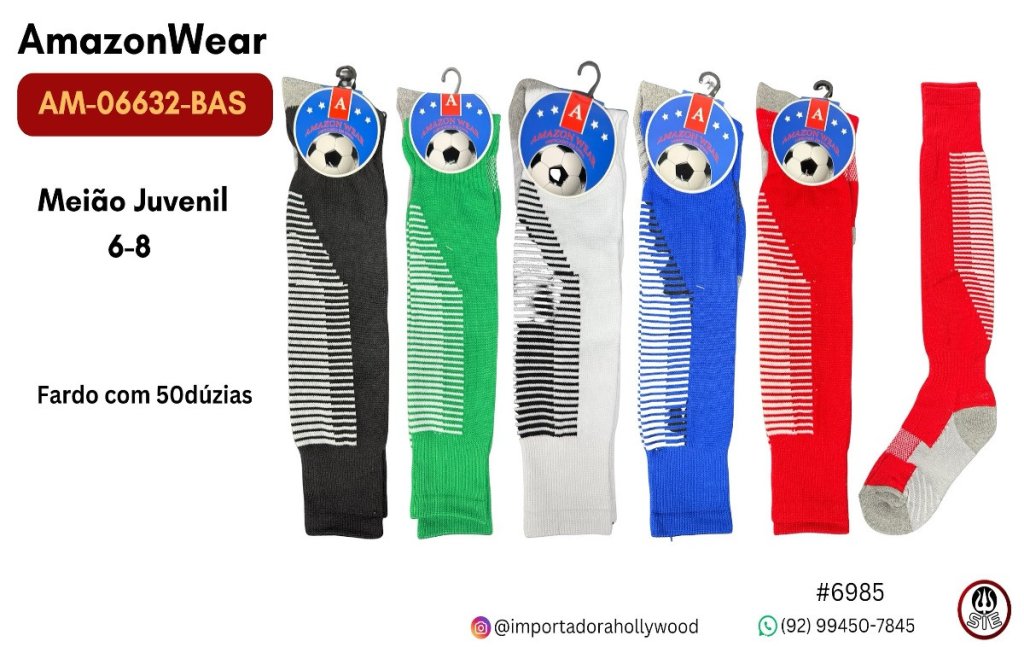 Meião Masculino Juvenil AMAZON WEAR - AM-06632-BAS 