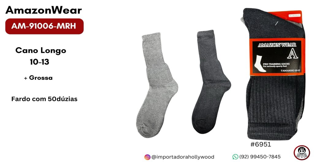 Meia Masculino Adulto AMAZON WEAR - AM-91006-MRH 