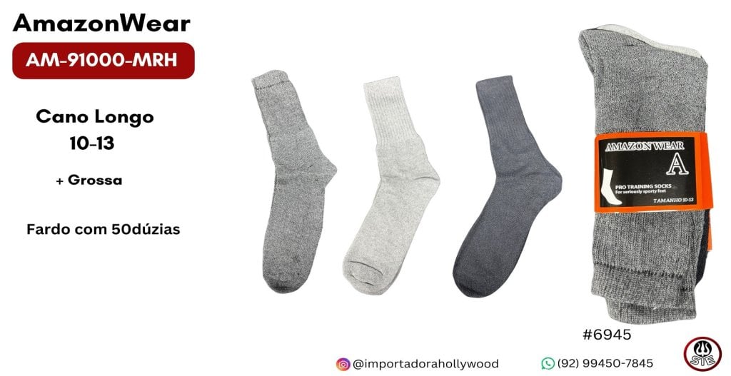 Meia Masculino Adulto AMAZON WEAR - AM-91000-MRH 