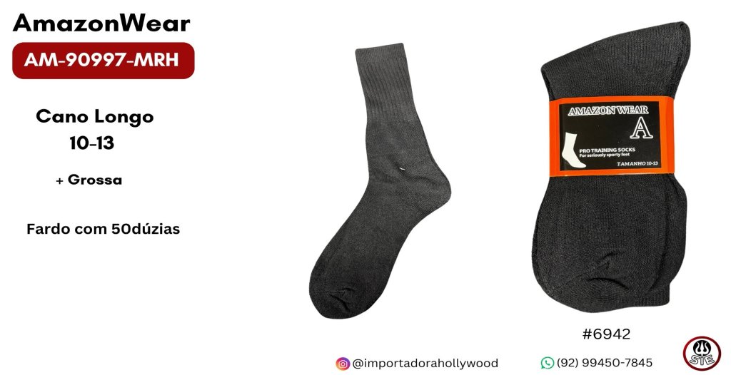 Meia Masculino Adulto AMAZON WEAR - AM-90997-MRH 