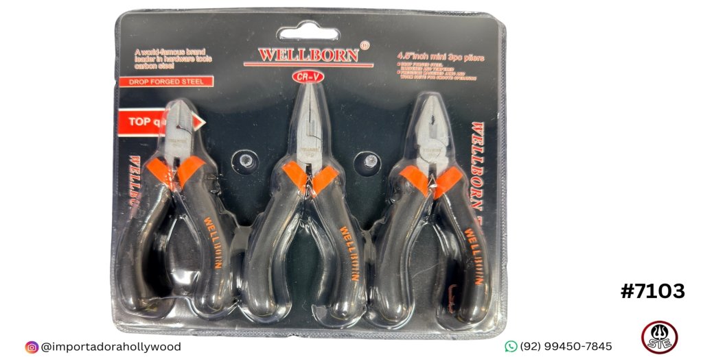 MINI ALICATE C/03 PCS, WELLBORN  -  PLT-03