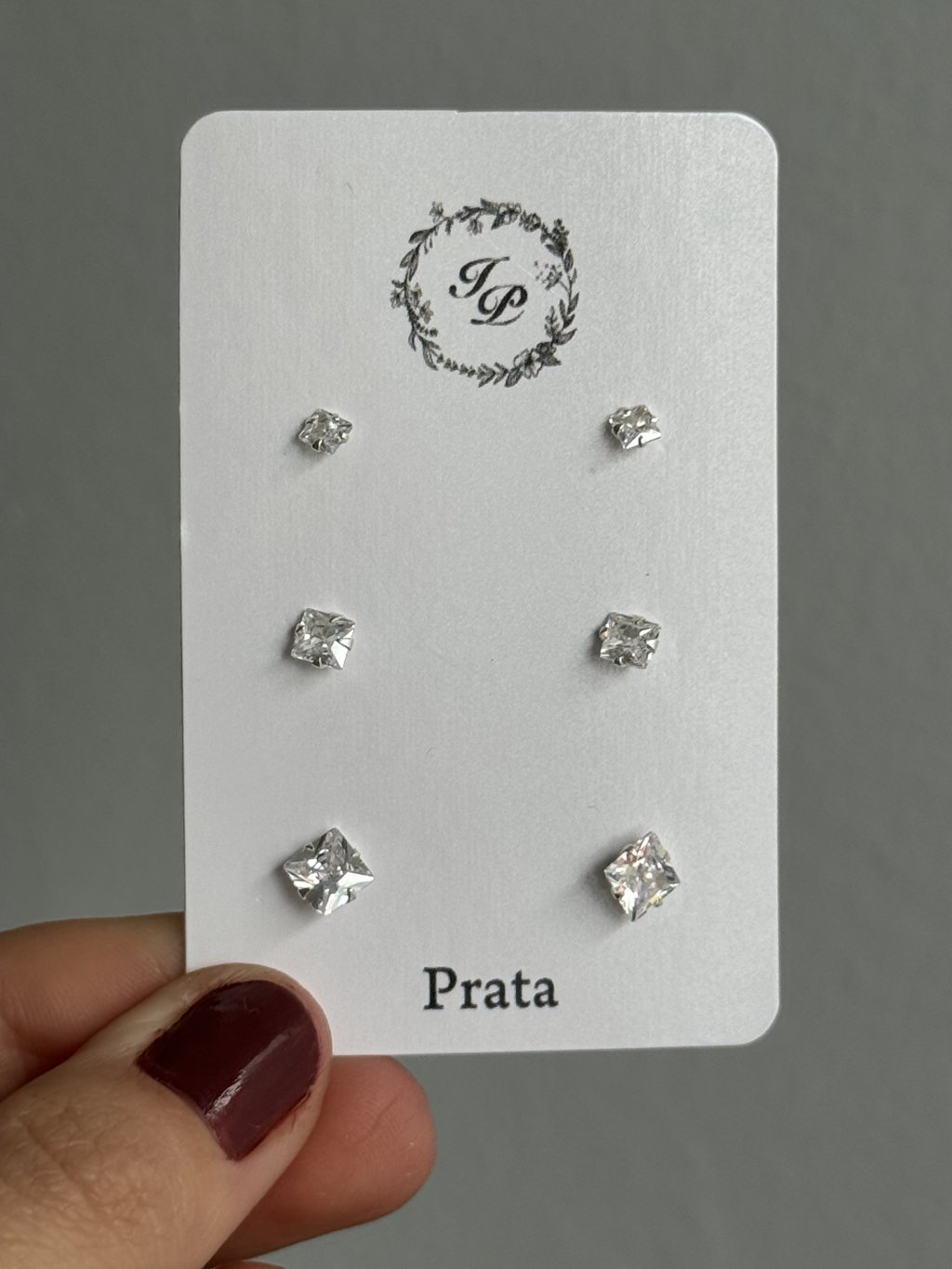 TRIO BRINCOS QUADRADOS PEDRAS 