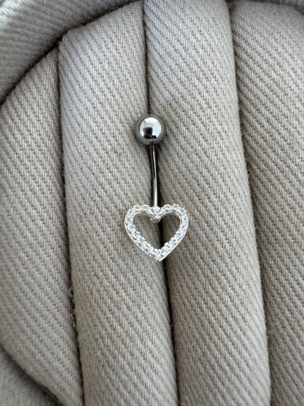 PIERCING UMBIGO CORAÇÃO PEDRAS HASTE EM AÇO 