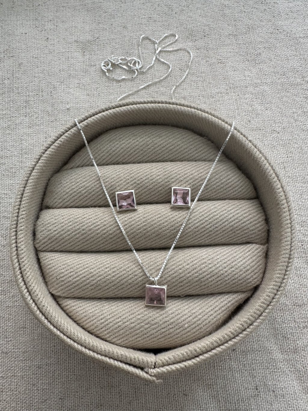 CONJUNTO QUADRADO PEDRA ROSA CLARO 45CM