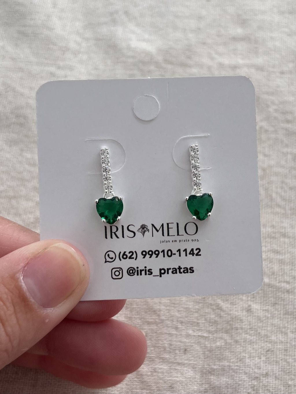 BRINCO CORAÇÃO VERDE PEDRAS
