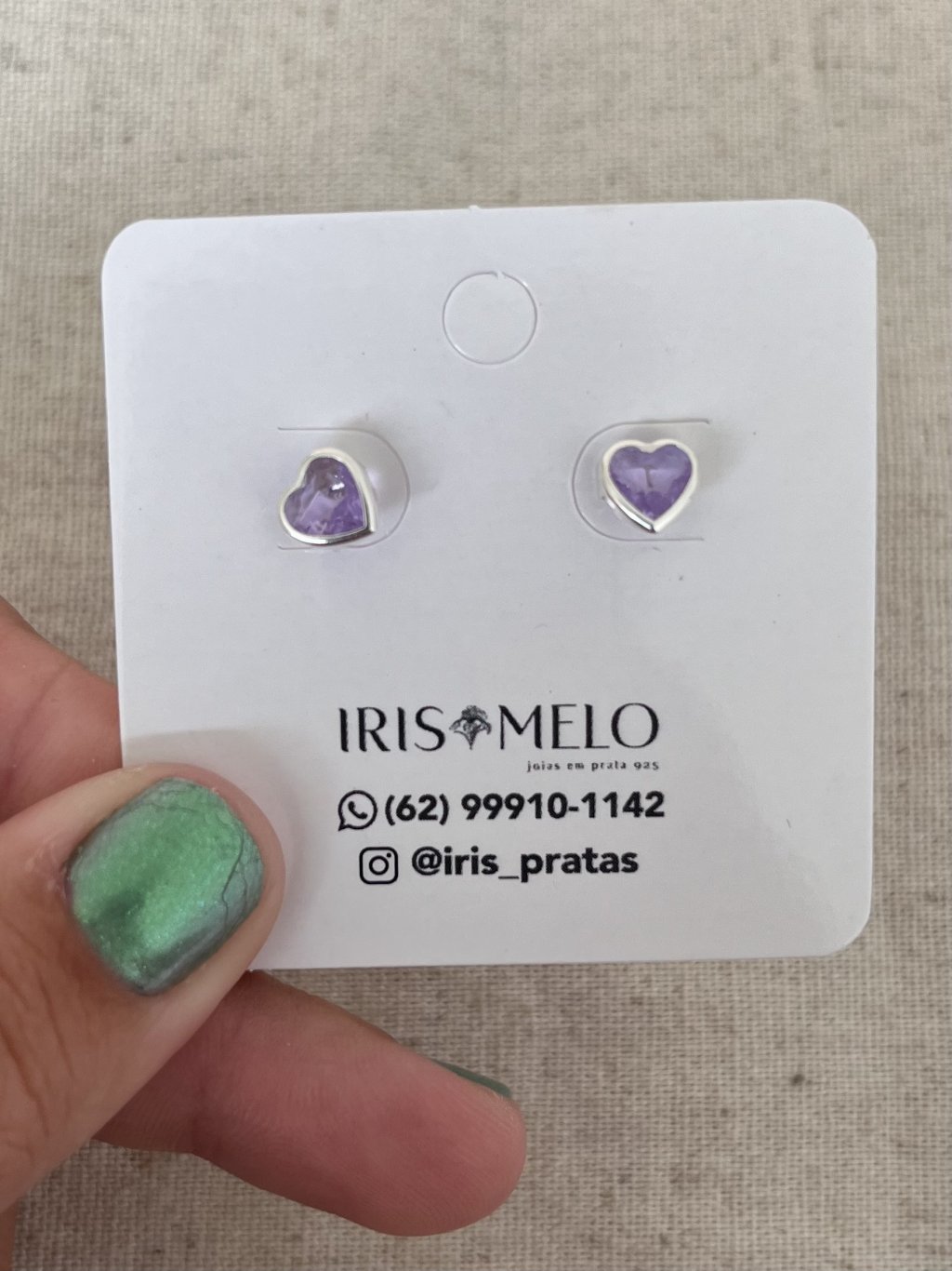 BRINCO CORAÇÃO PEDRA LILÁS 