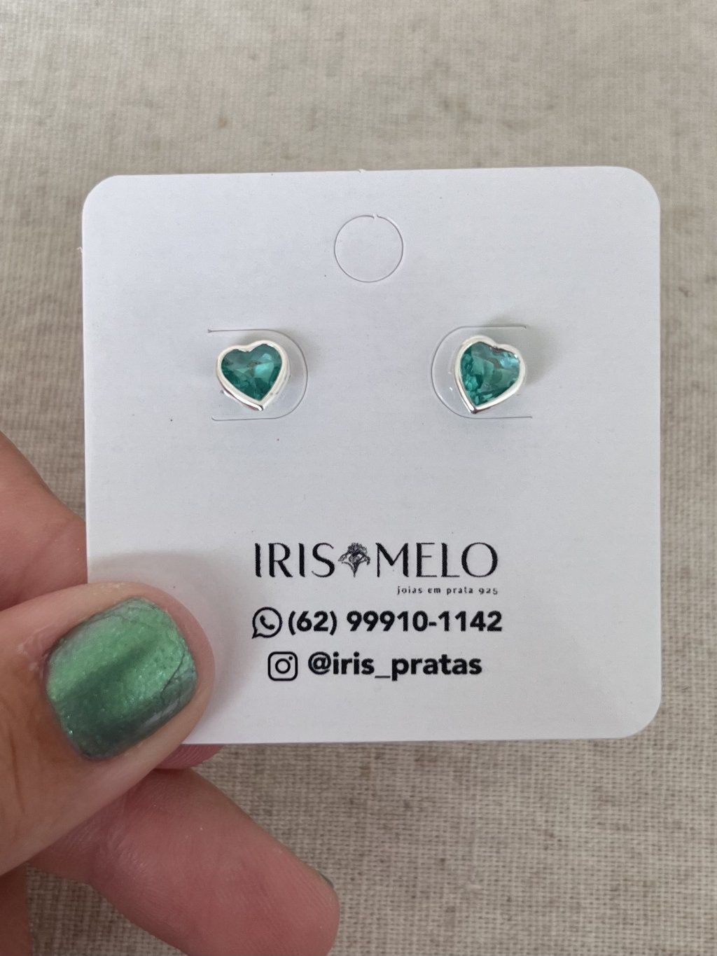 BRINCO CORAÇÃO PEDRA VERDE ÁGUA 