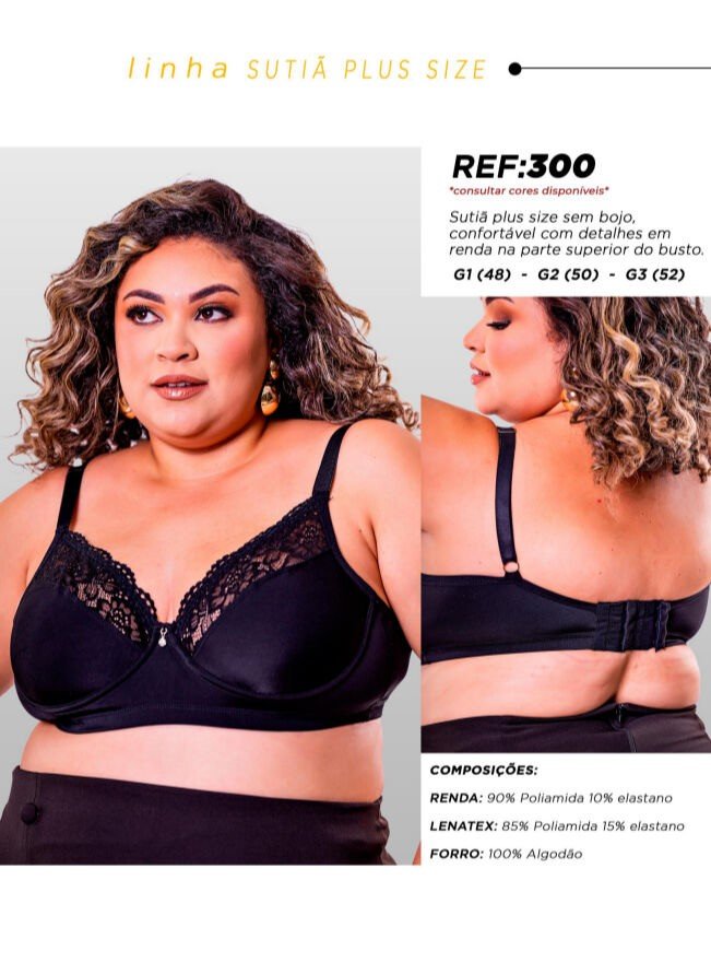 Sutiã plus sem bojo com aro REF.300