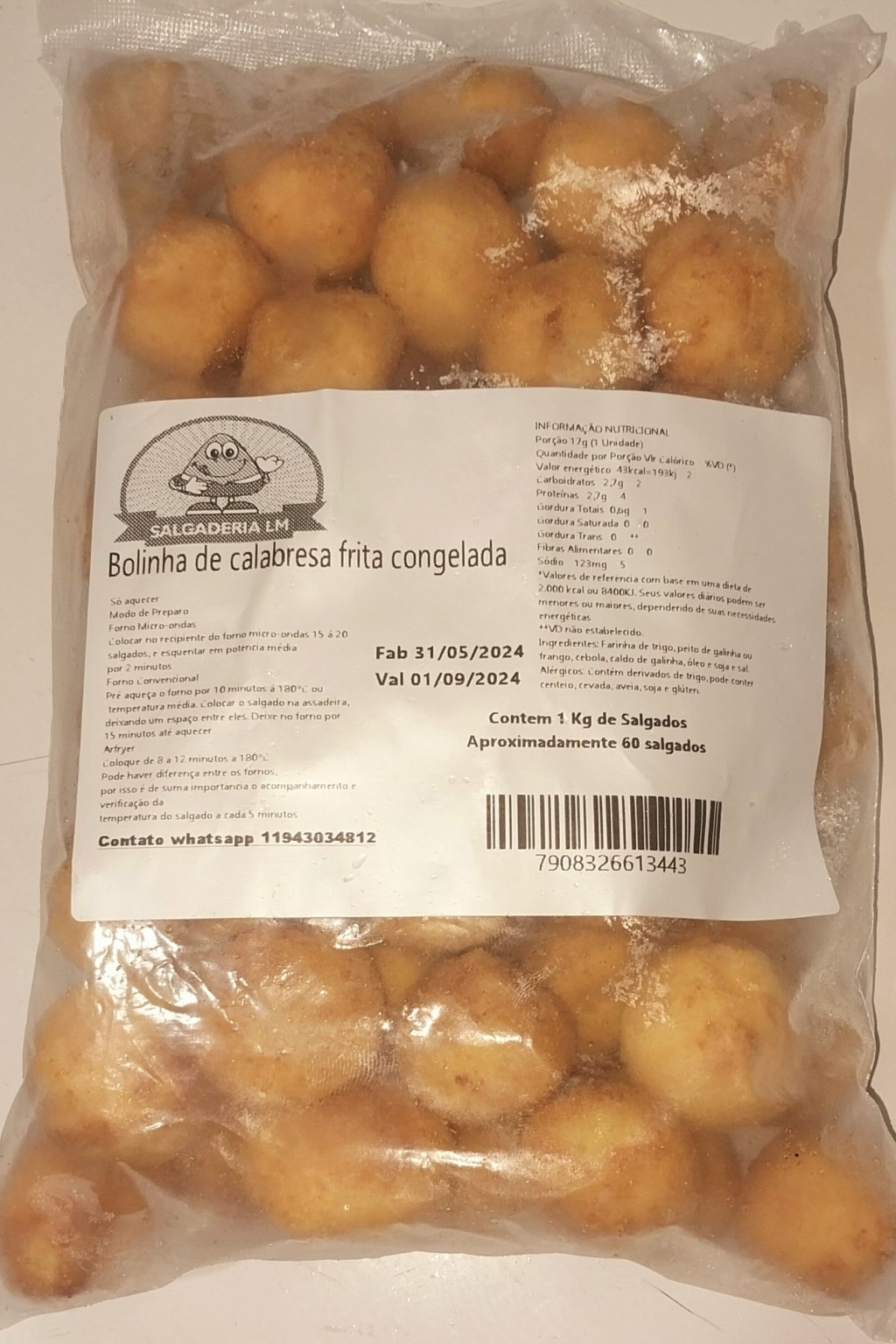 BOLINHO DE CALABRESA FRITO E CONGELADO