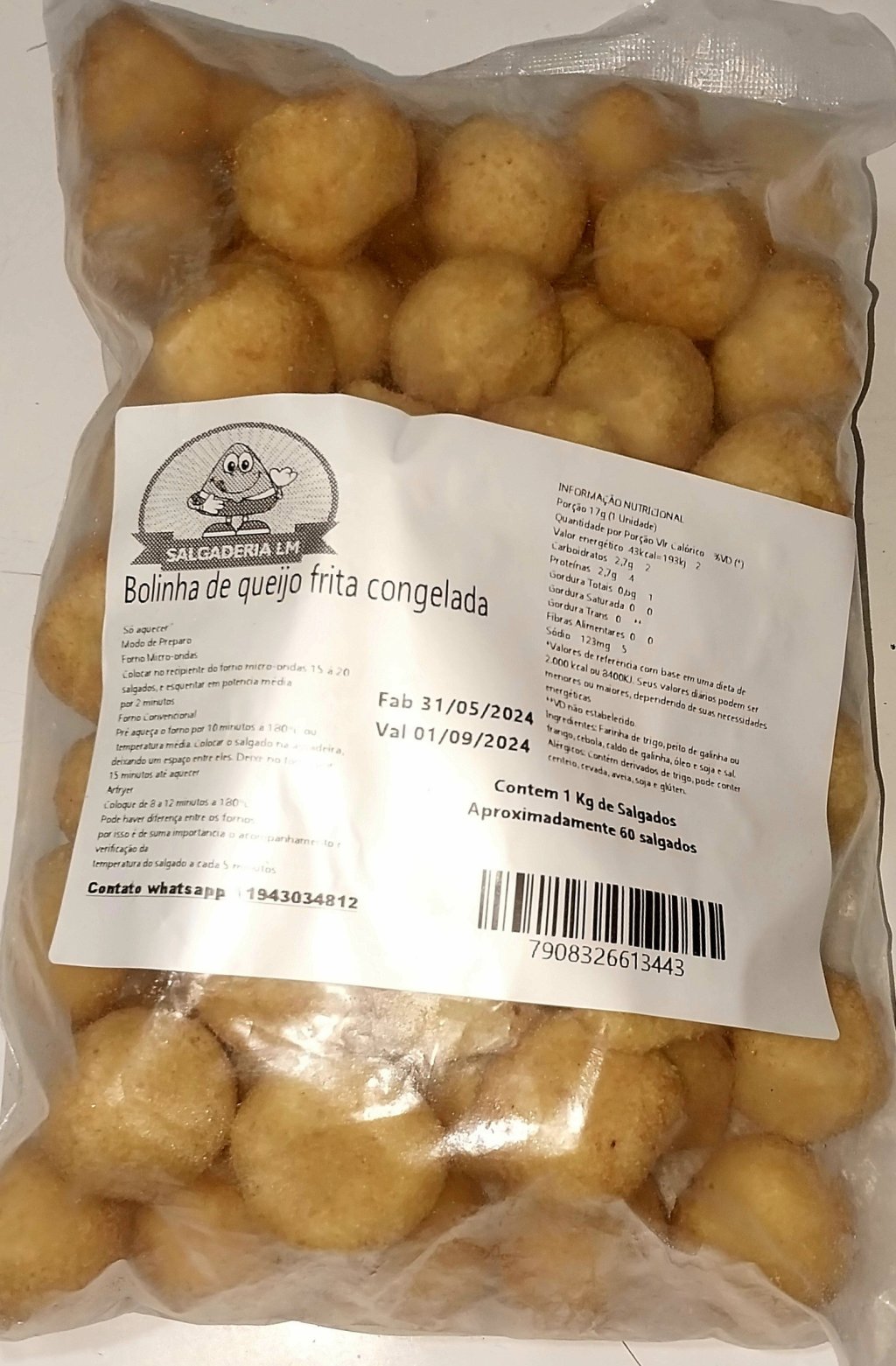 BOLINHO DE QUEIJO FRITO E CONGELADO