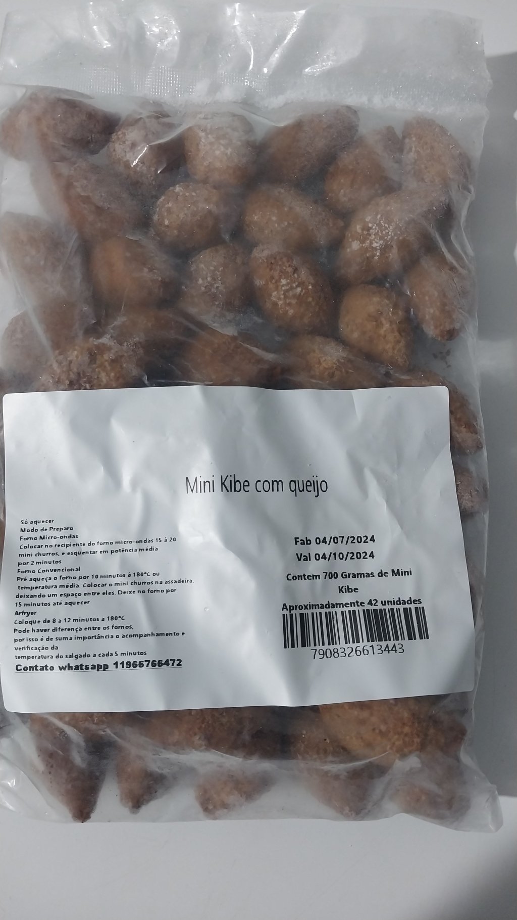 KIBE COM QUEIJO FRITO E CONGELADO