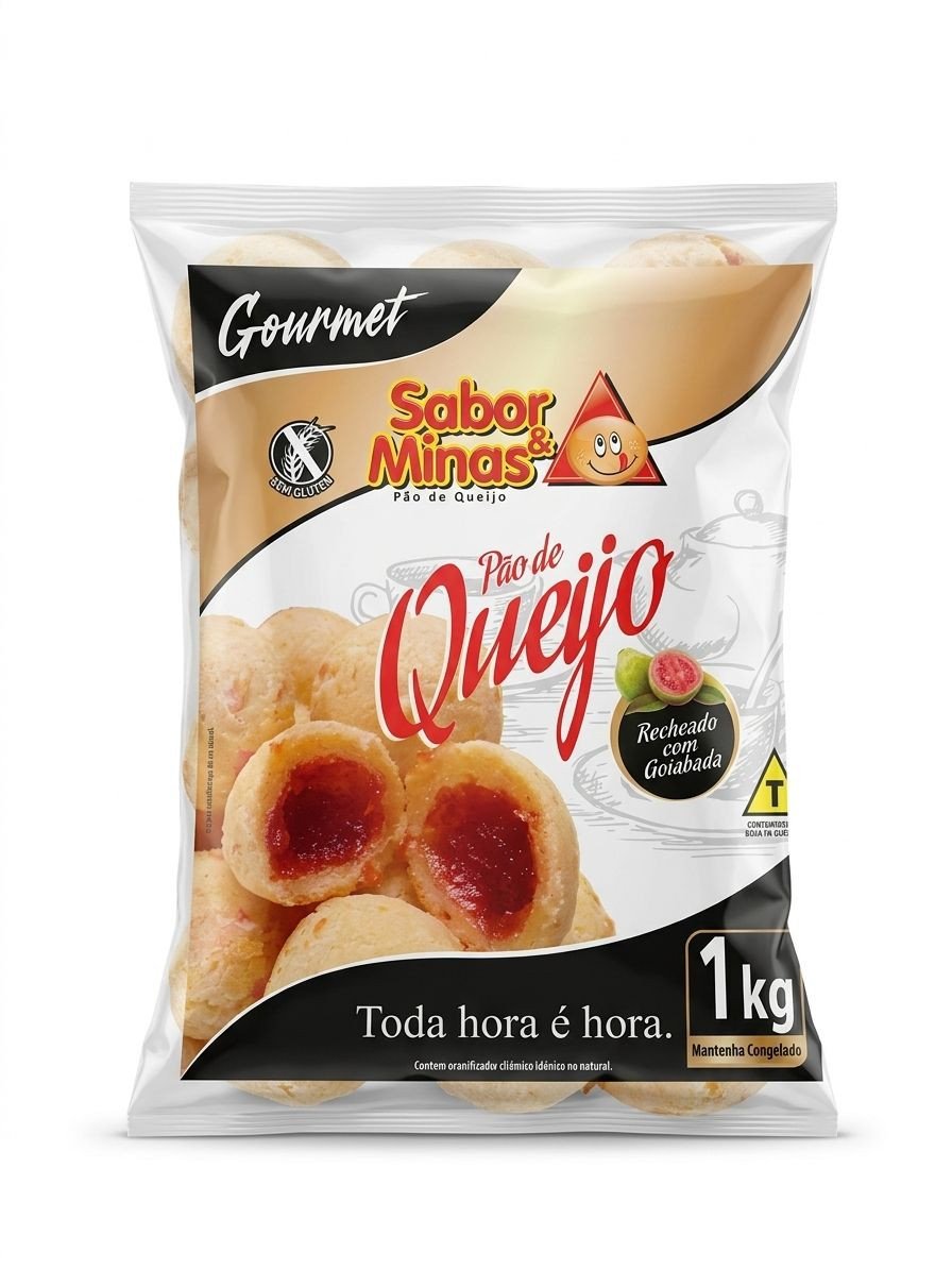 Pão de Queijo Recheado - Goiabada (50g) congelado 1kg - aprox. 20 unid.