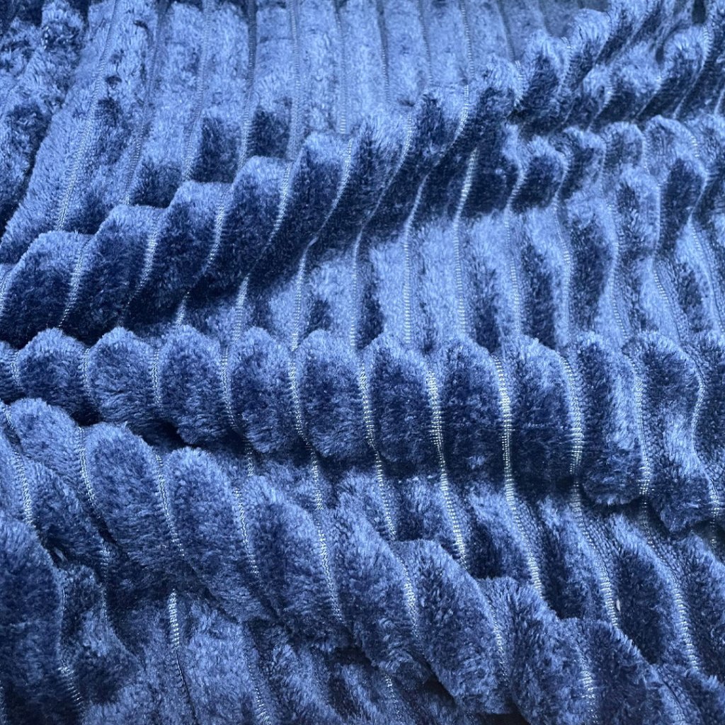 Manta Fleece com Relevo Jacquard - Azul Marinho