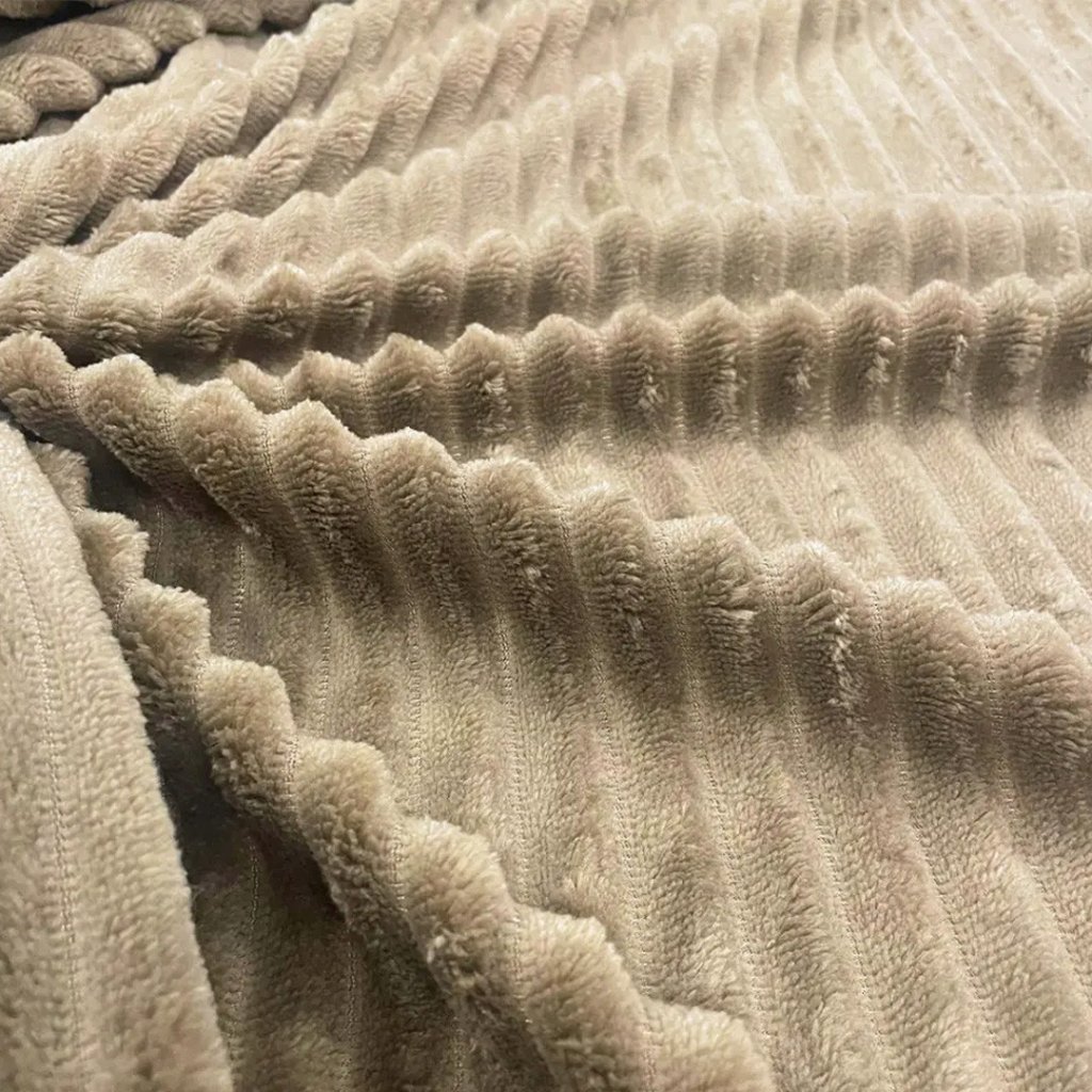 Manta Fleece com Relevo Jacquard - Taupe (café com leite)